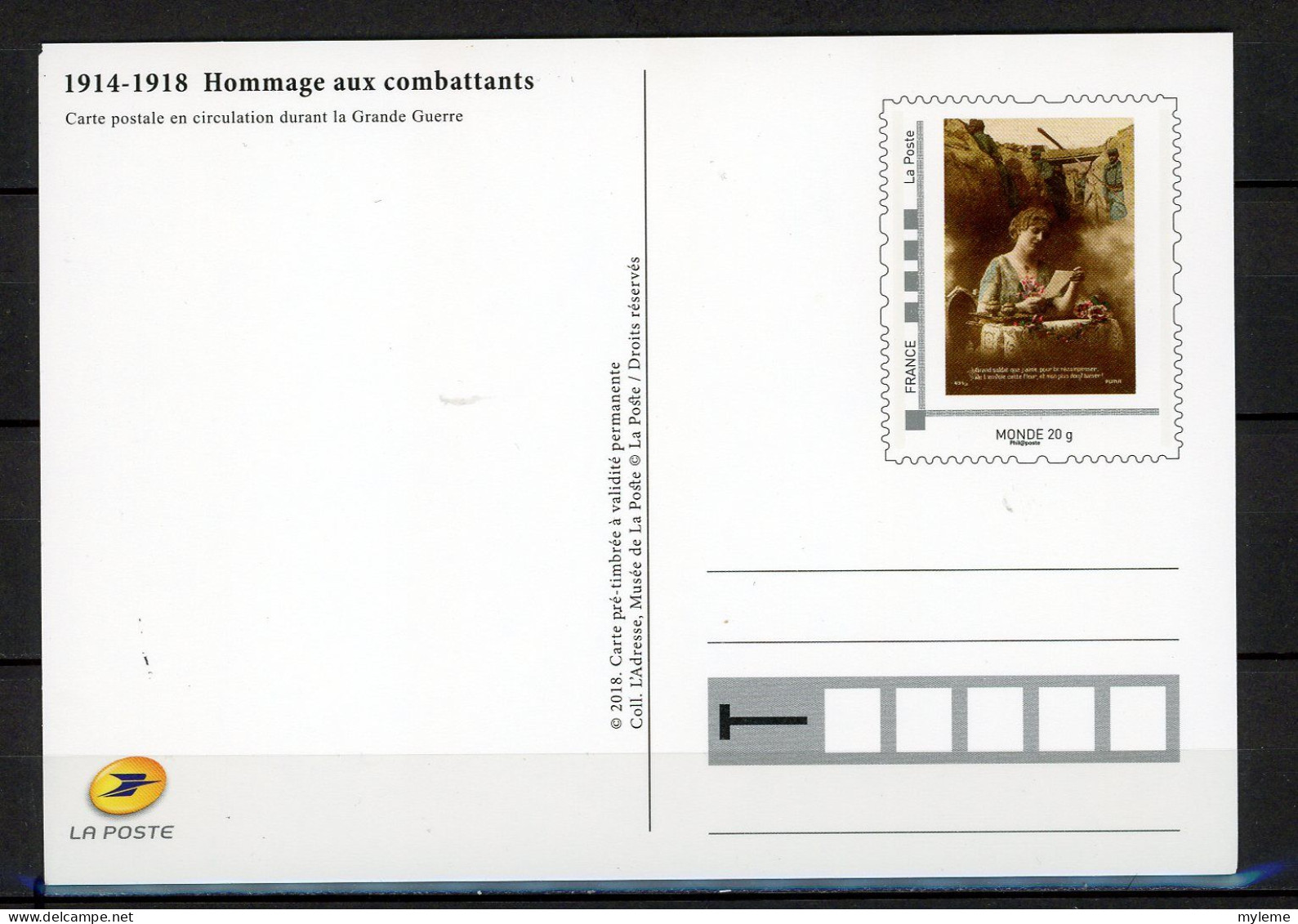 Z23-7 France Entier Postal 1914 - 1948 Hommage Aux Combattants. Tarif International  A Saisir !!! - Prêts-à-poster:Stamped On Demand & Semi-official Overprinting (1995-...)