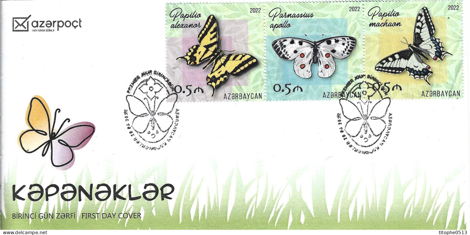 AZERBAIDJAN. Timbres De 2022 Sur Enveloppe 1er Jour. Papillons. - Butterflies