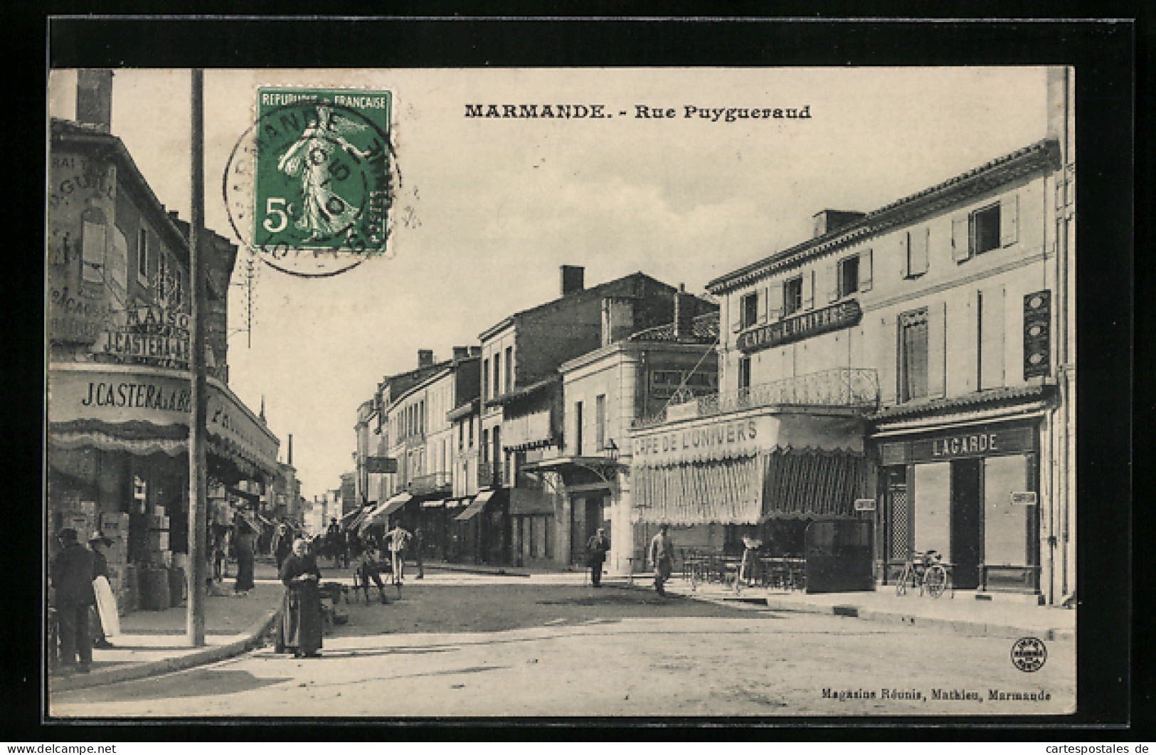 CPA Marmande, Rue Puygueraud, Vue De La Rue  - Marmande