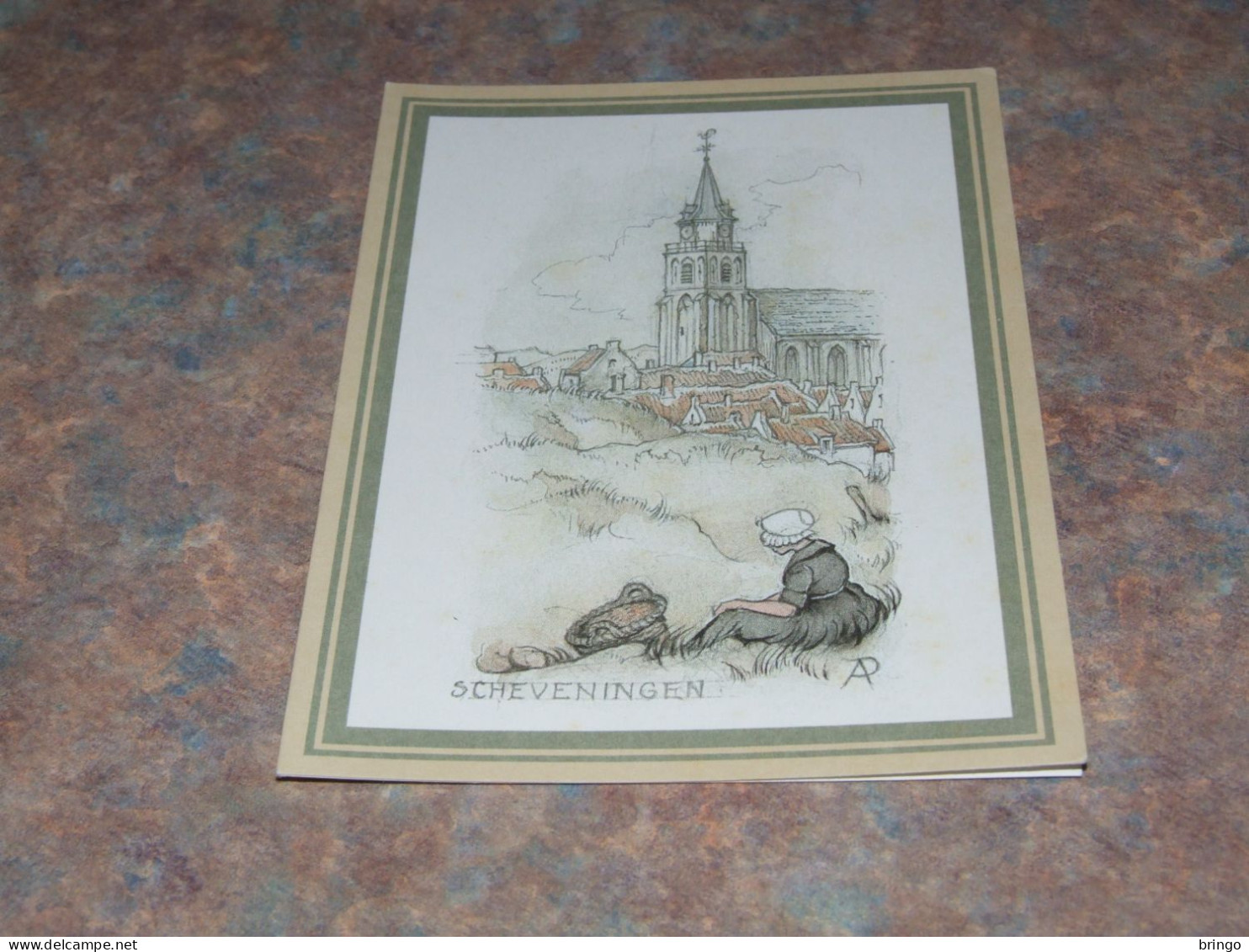 75758-         9,5 X 13,5 CM. - DOUBLE CARD, ILLUSTRATION  ANTON PIECK / SCHEVENINGEN - Pieck, Anton