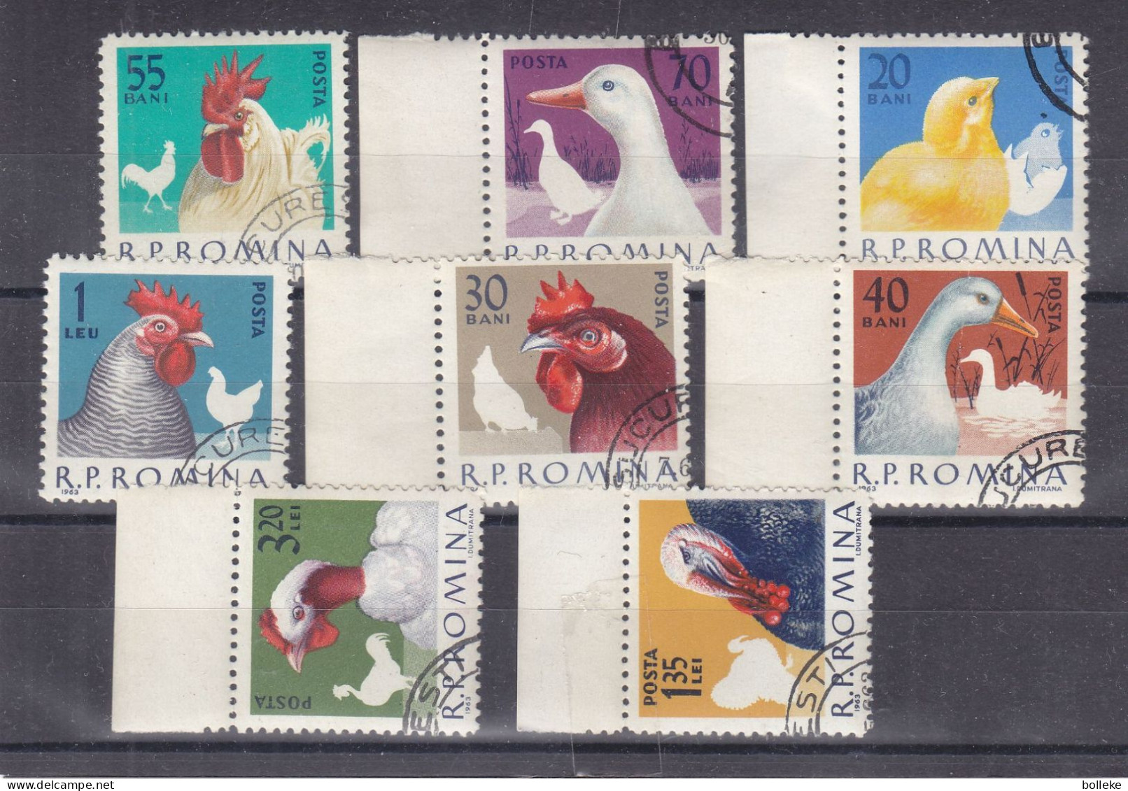 Canards - Poules - Roumanie - Yvert 1908 / 15 Oblitéré - Valeur 2,50 Euros - Anatre