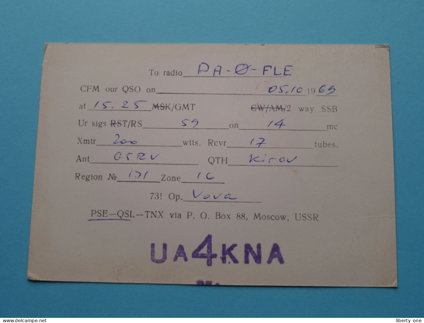 UA4KNA - USSR ( Radio / QSL ) 1965 ( See SCANS ) ! - Autres & Non Classés