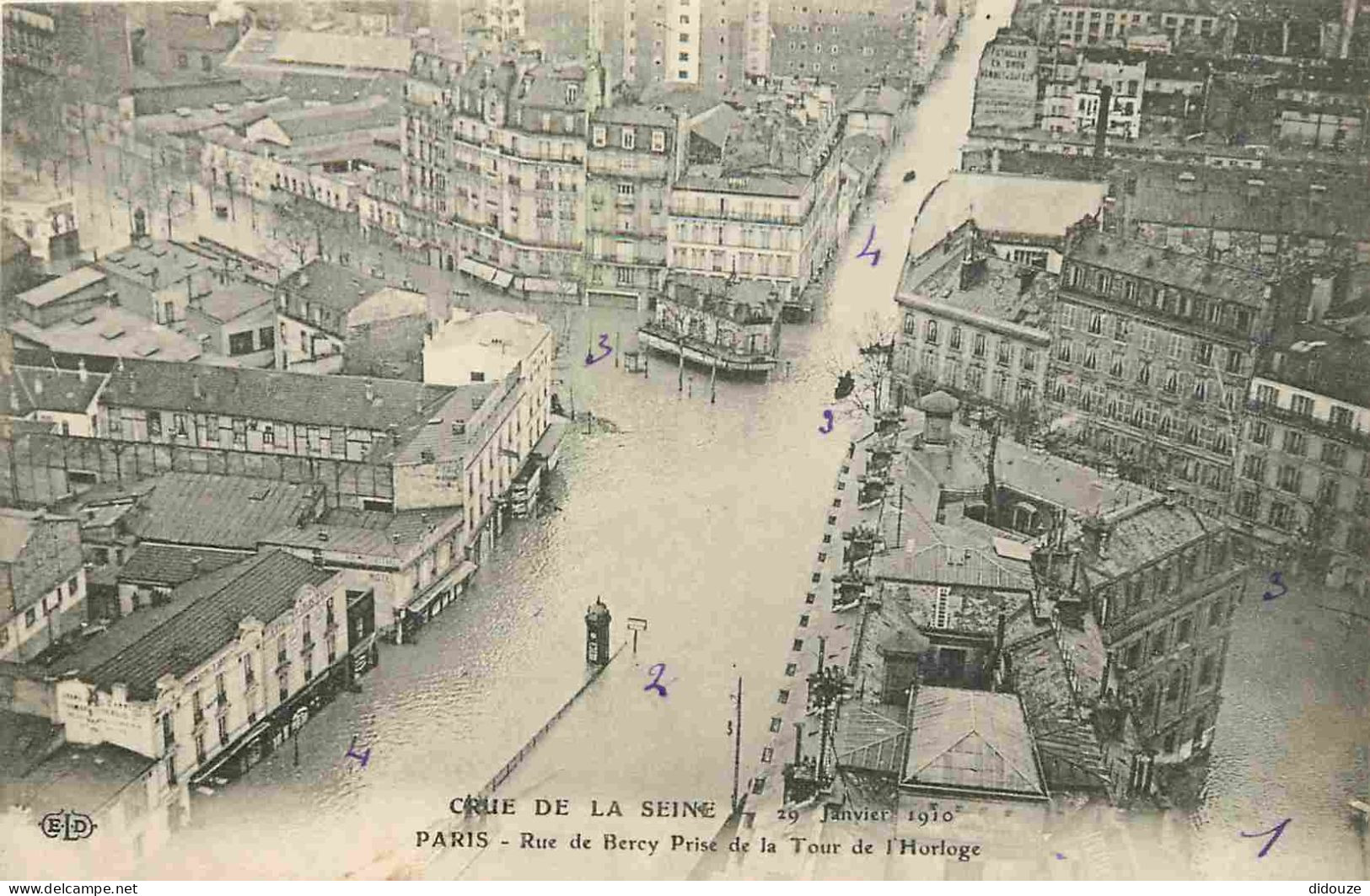 75 - Paris - Inondations De 1910 - Rue De Bercy Prise De La Tour De L'Horloge - Correspondance - CPA - Voir Scans Recto- - Inondations De 1910