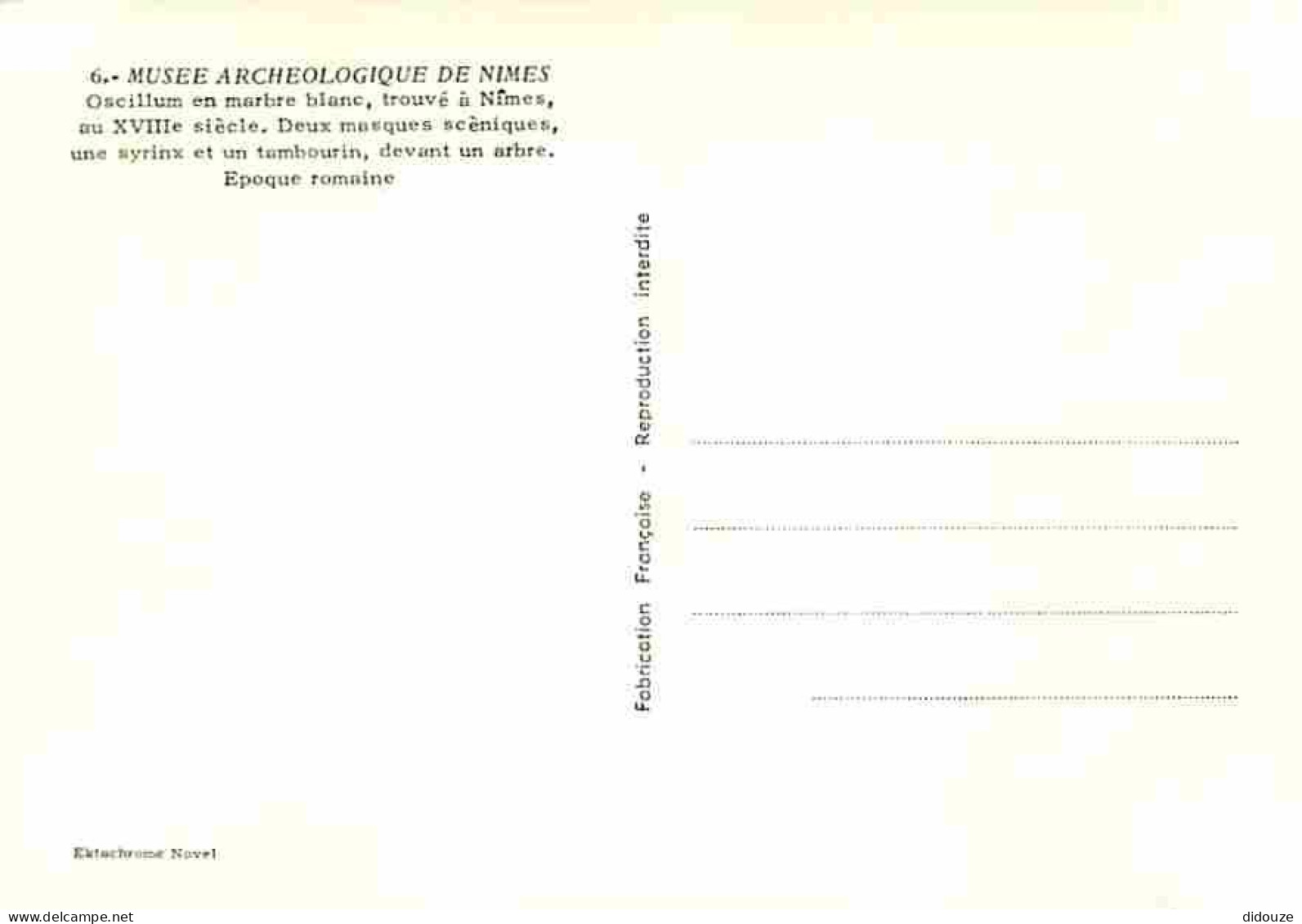 Art - Antiquités - Musée Archéologique De Nimes - Oscillum En Marbre Blanc - CPM - Voir Scans Recto-Verso - Antiek