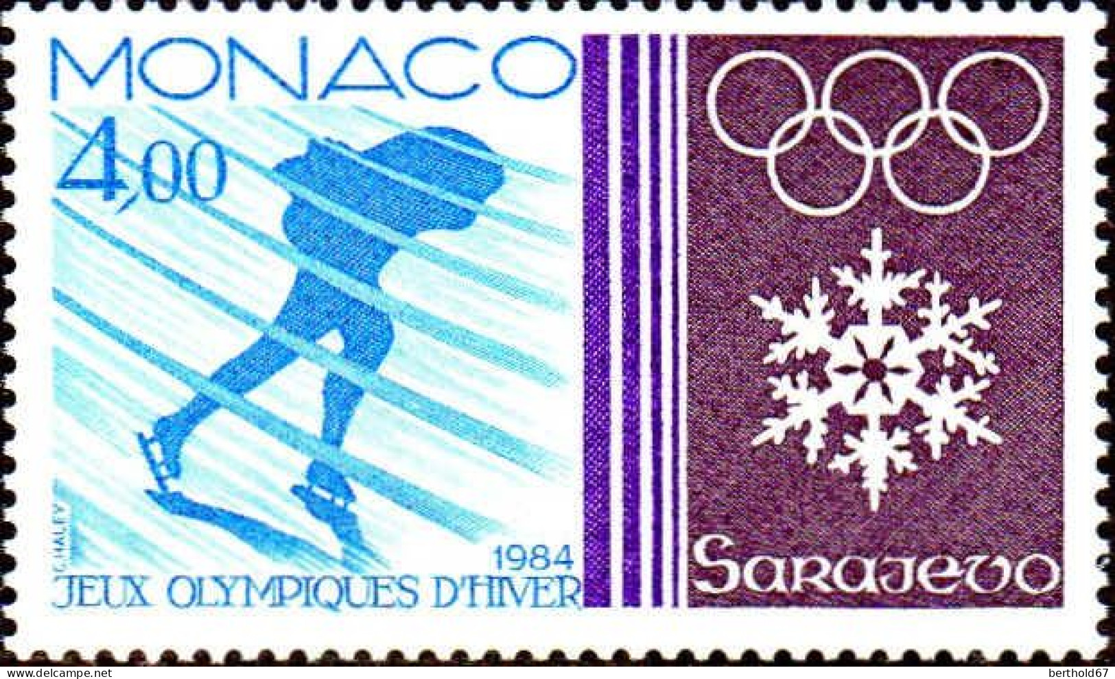 Monaco Poste N** Yv:1417 Mi:1617 Sarajevo Patinage De Vitesse - Neufs