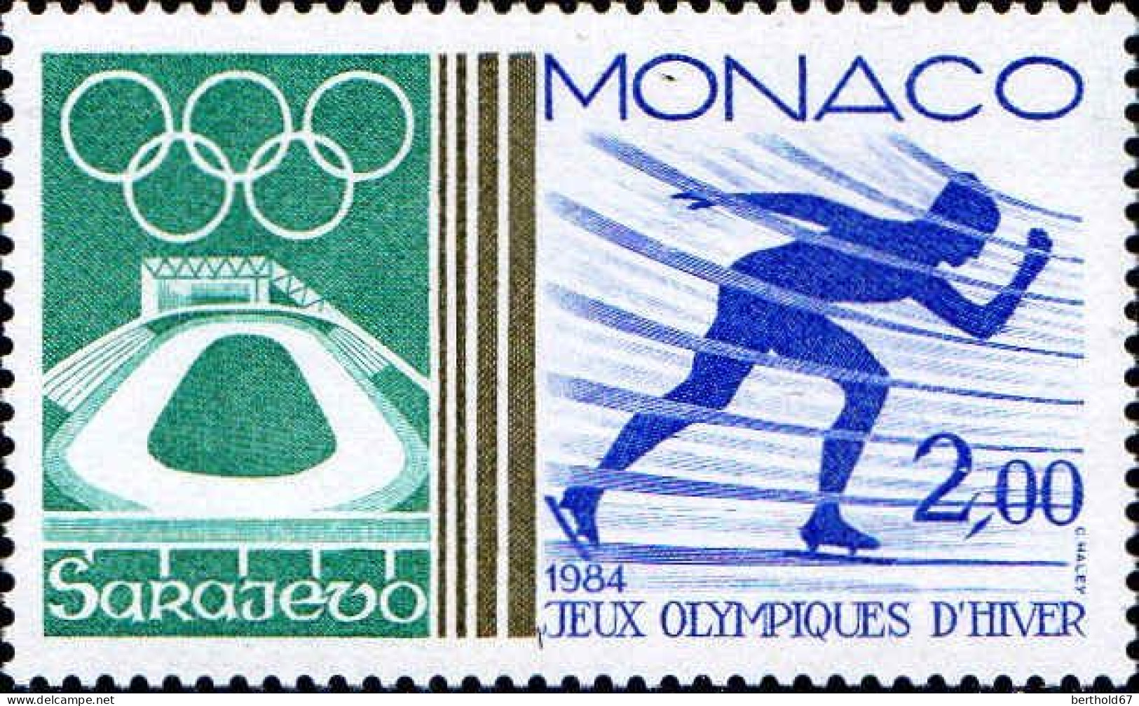 Monaco Poste N** Yv:1416 Mi:1616 Sarajevo Patinage De Vitesse - Unused Stamps