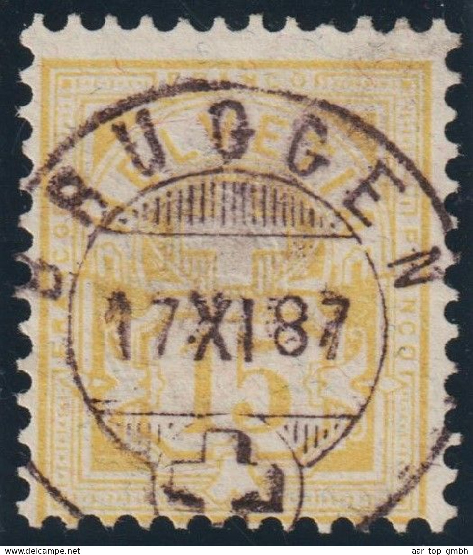 Heimat SG Bruggen 1887-11-17 Vollstempel Auf Wertziffer 15 Rp. Gelb SBK#63A - Gebruikt