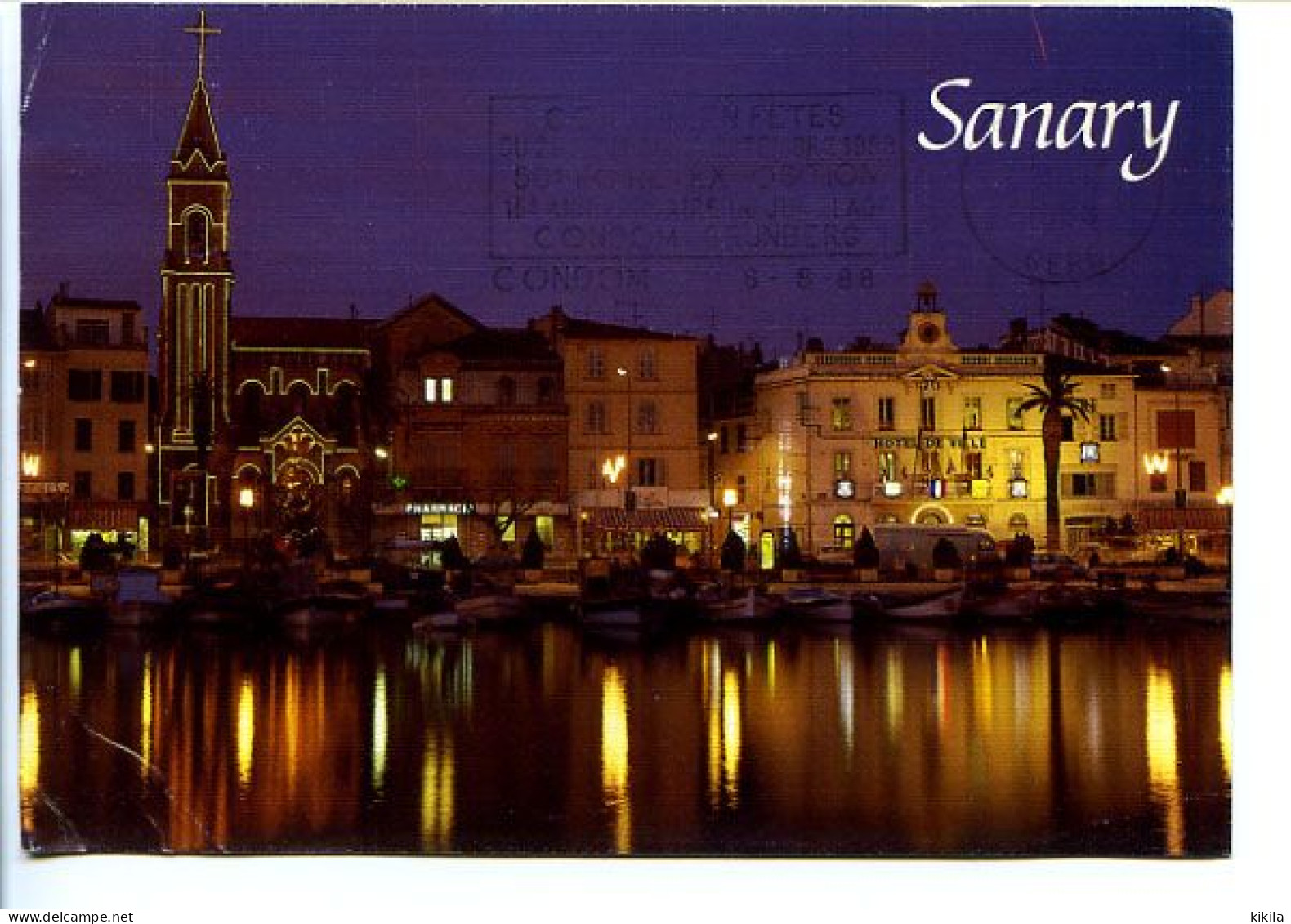 CPSM  10.5 X 15 Var SANARY SUR MER   La Nuit  Carte "toilée" - Sanary-sur-Mer