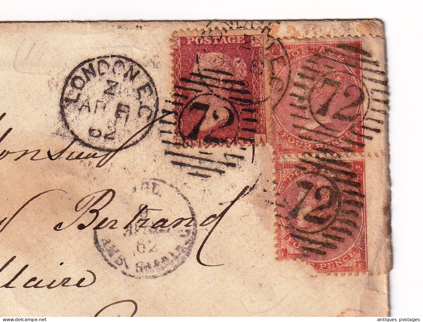 Great Britain 1862 London Bertrand Maire De Caen Calvados England Stamp Queen Victoria - Lettres & Documents