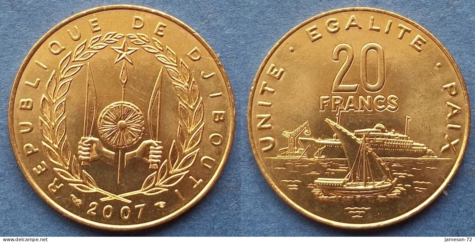 DJIBOUTI - 20 Francs 2007 "Sailboat" KM# 24 Republic Standard Coinage - Edelweiss Coins - Djibouti