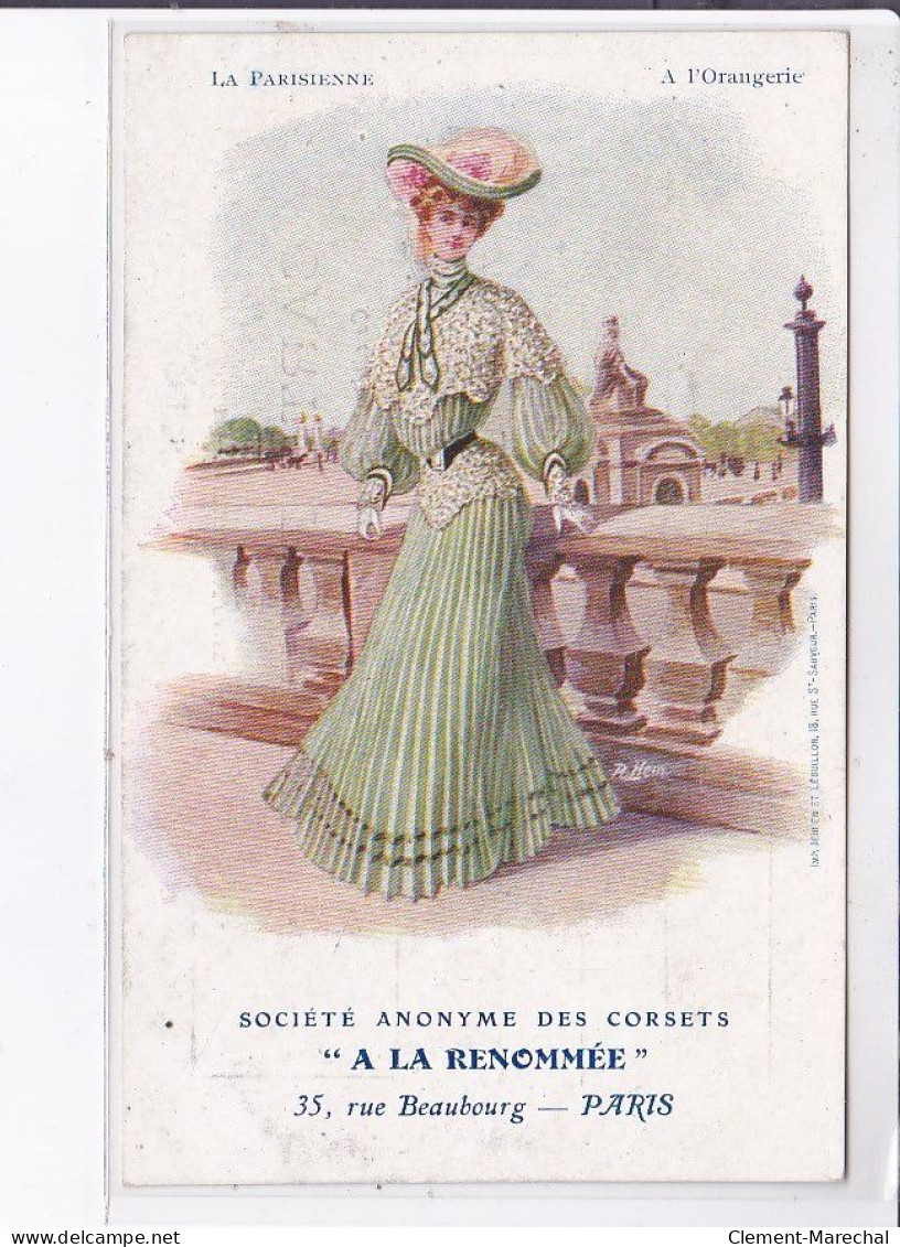 PUBLICITE : Les Corset "a La Renommée" - La Parisienne A L'Orangerie - Très Bon état - Werbepostkarten