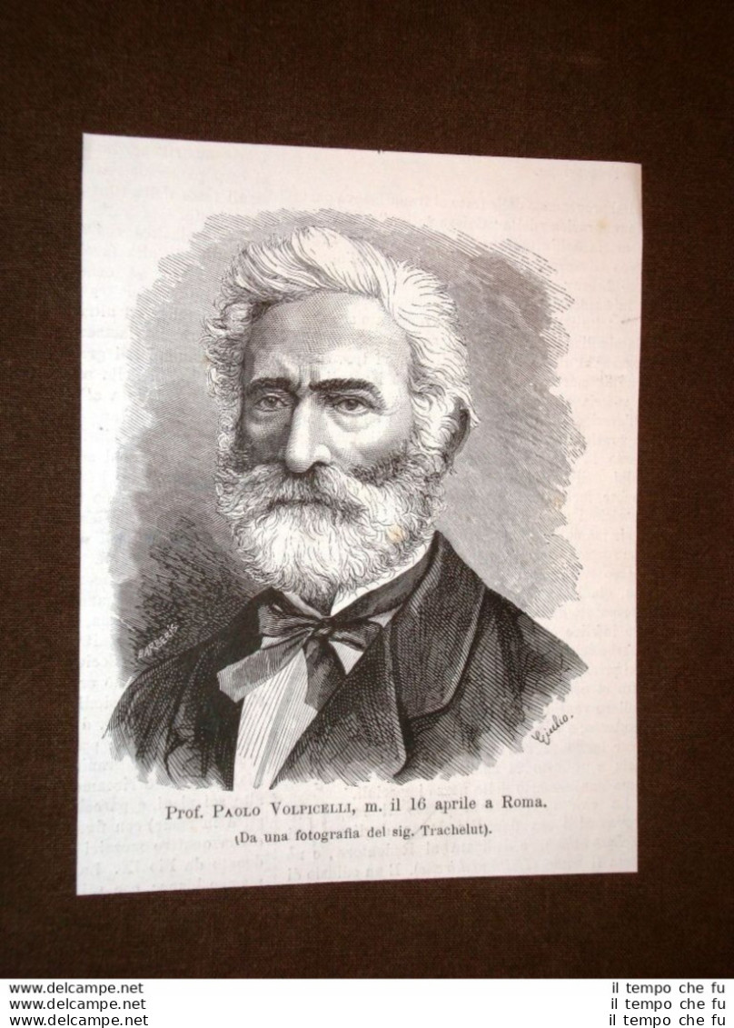 Incisione Del 1879 Fisico Paolo Volpicelli Morto Il 16 Aprile 1879 A Roma - Vor 1900