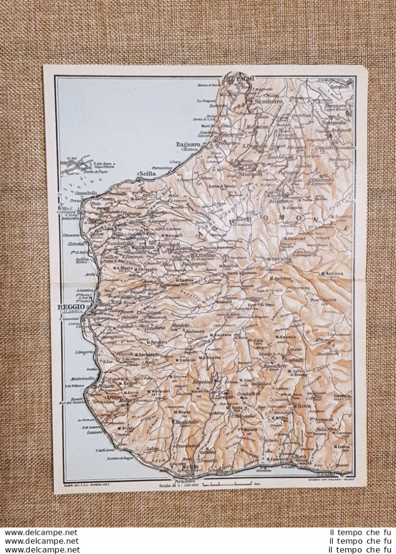 Carta O Cartina Del 1928 Reggio Di Calabria Scilla Catona Bova Sinopoli T.C.I. - Landkarten
