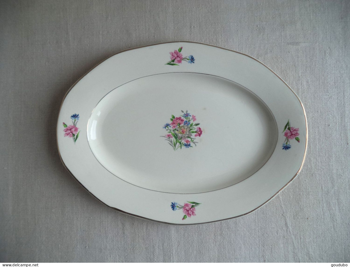 Digoin Sarreguemines Grand Plat Ovale Et Assiette Service Nice Bleuet œillet Véritable Opaque - Sarreguemines (FRA)