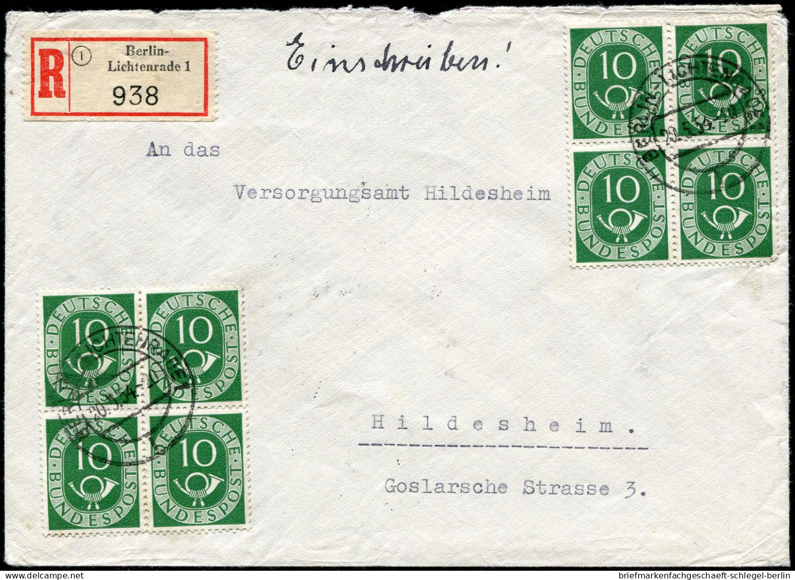 Bundesrepublik Deutschland, 1951, 128(8), 130(4), Brief - Sonstige & Ohne Zuordnung