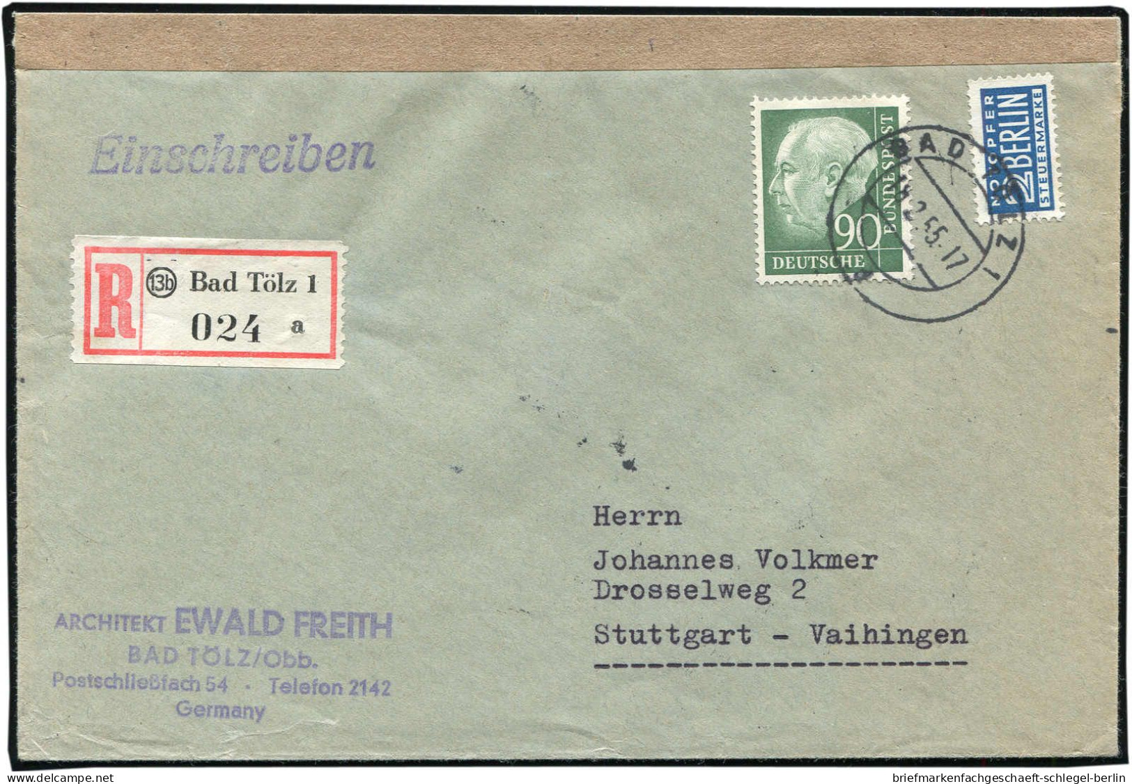 Bundesrepublik Deutschland, 1954, 193 EF, Brief - Other & Unclassified