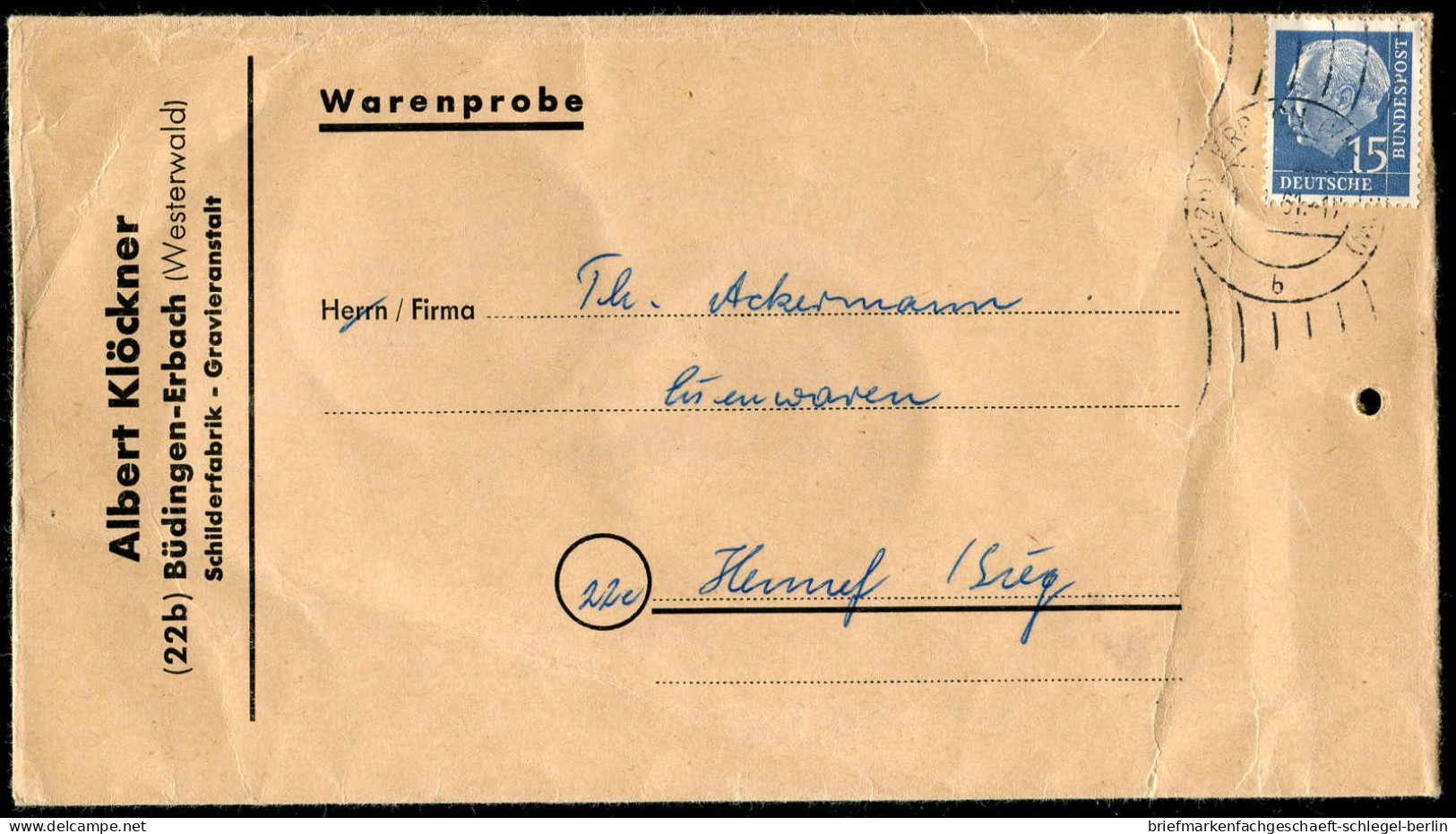 Bundesrepublik Deutschland, 1961, 184 EF, Brief - Andere & Zonder Classificatie