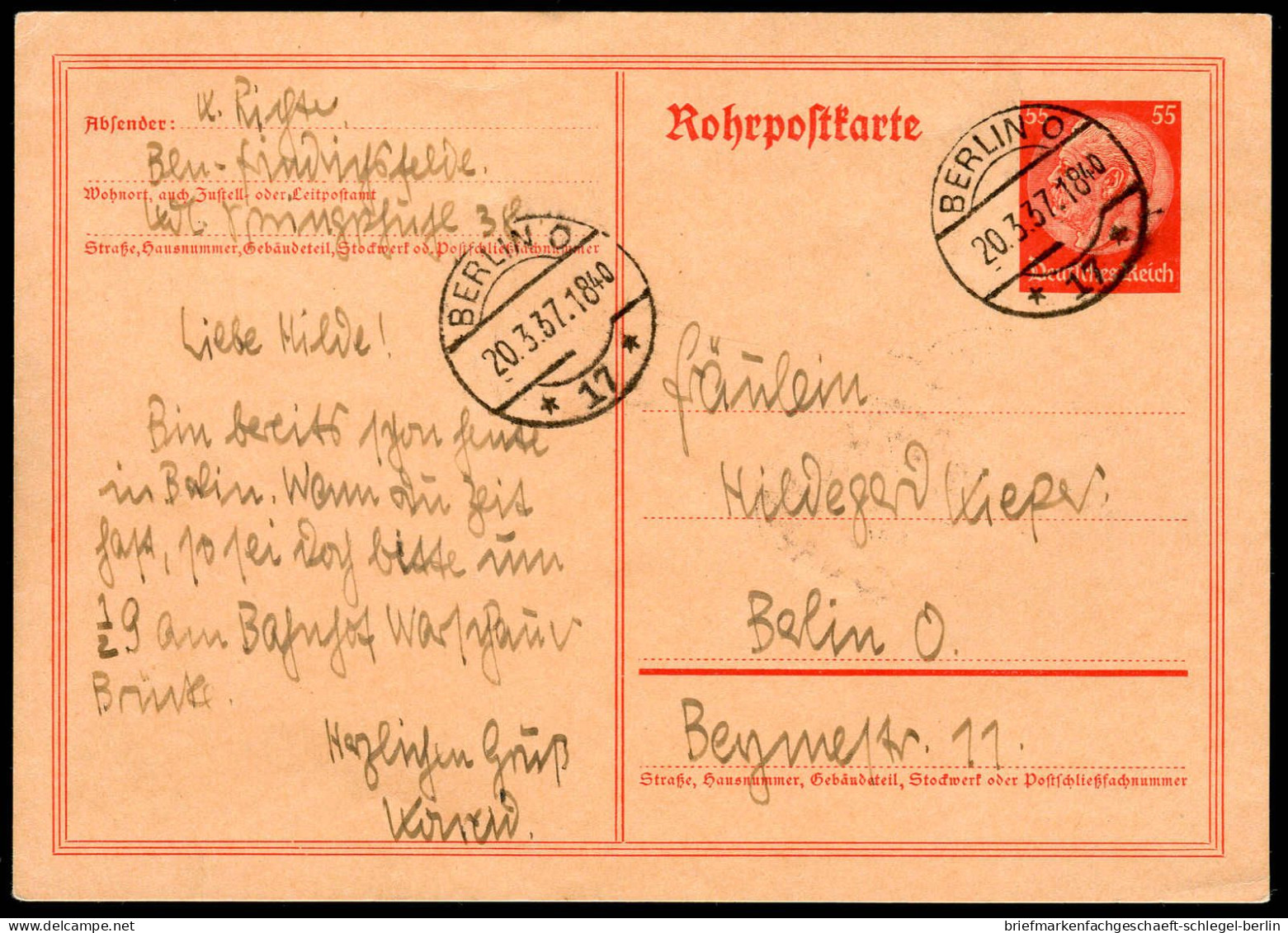 Berliner Postgeschichte, 1937, RP 25, Brief - Andere & Zonder Classificatie