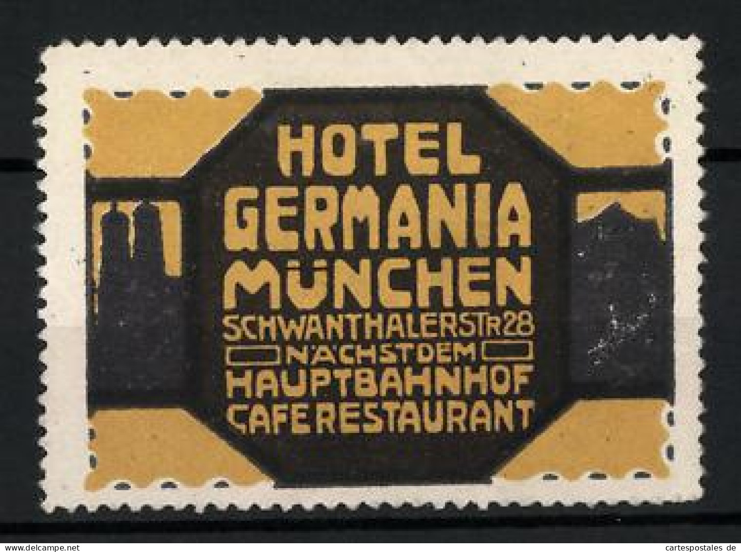 Reklamemarke München, Hotel Germania, Schwanthalerstr. 28  - Cinderellas