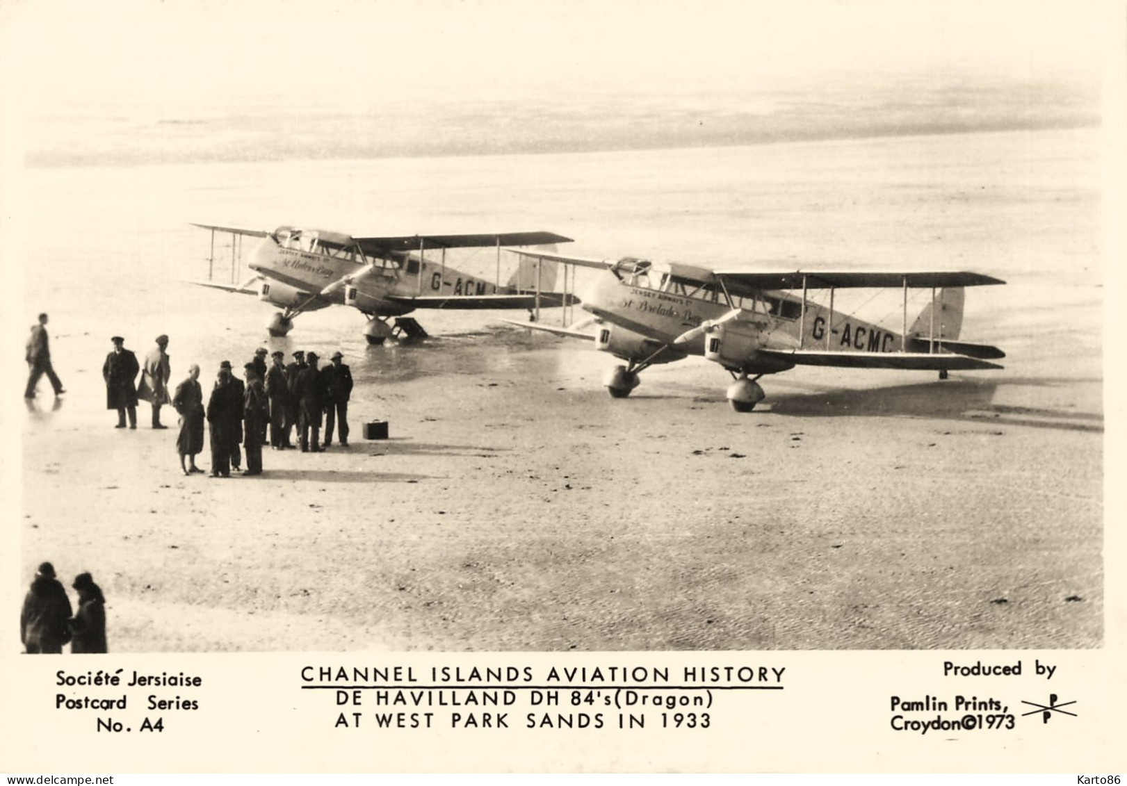 Jersey * Carte Photo Aviation * Avion De Havilland DH 84's  ( Dragon ) At West Park Sands - Other & Unclassified