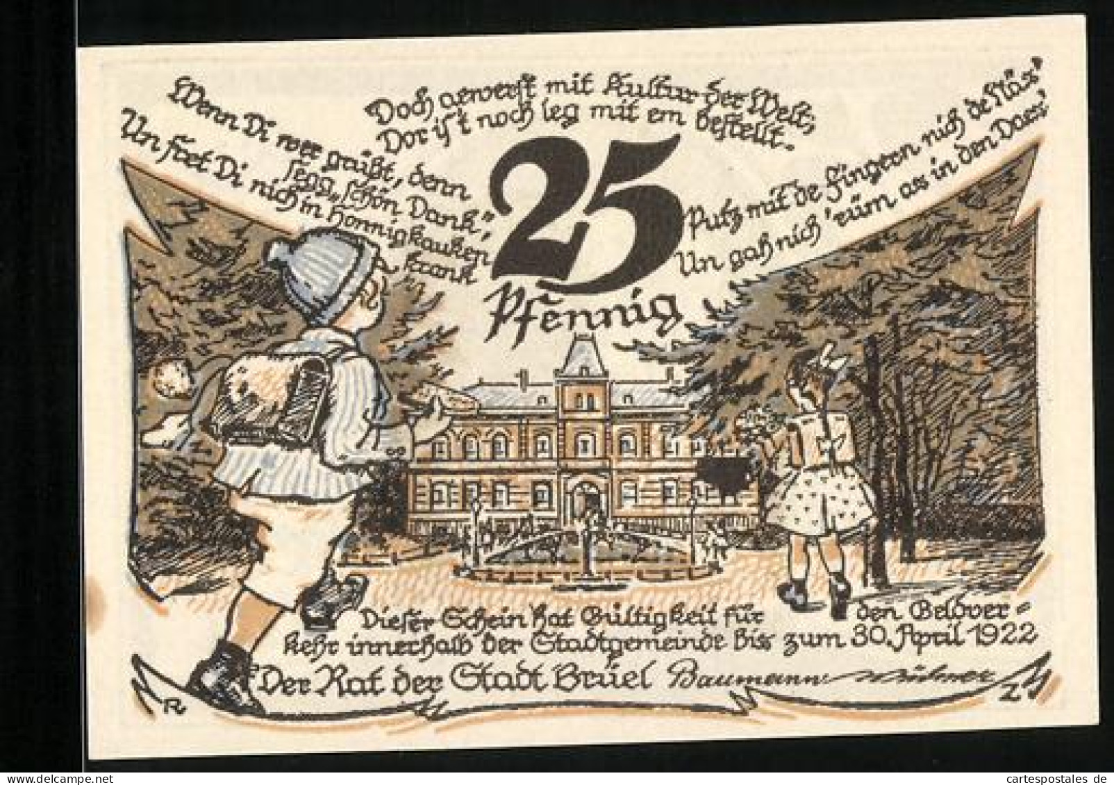 Notgeld Brüel I. M. 1922, 25 Pfennig, Kinder Auf Dem Schulweg  - [11] Local Banknote Issues
