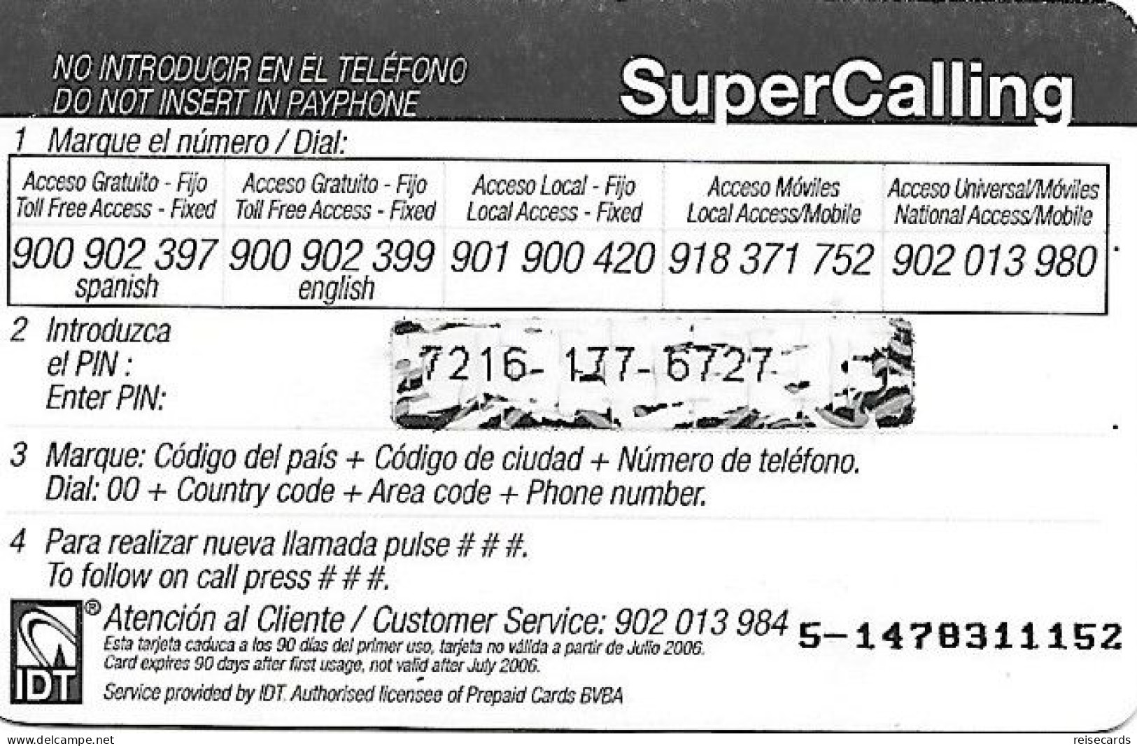 Spain: Prepaid IDT - SuperCall € 5 With Flag 07.06 - Sonstige & Ohne Zuordnung