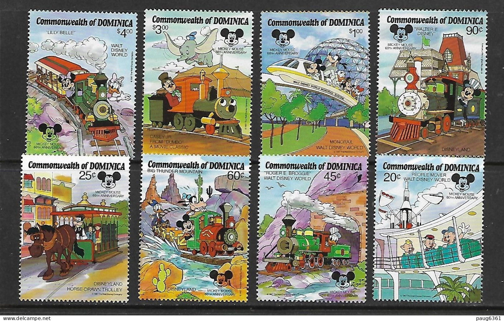 DOMINIQUE 1987 TRAINS DE MICKEY YVERT N°987/994 NEUF MNH** - Eisenbahnen