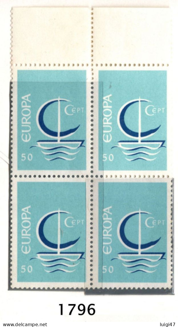 1966 - Turchia - Europa - N° 1796 Stampa Senza NERO - Unused Stamps