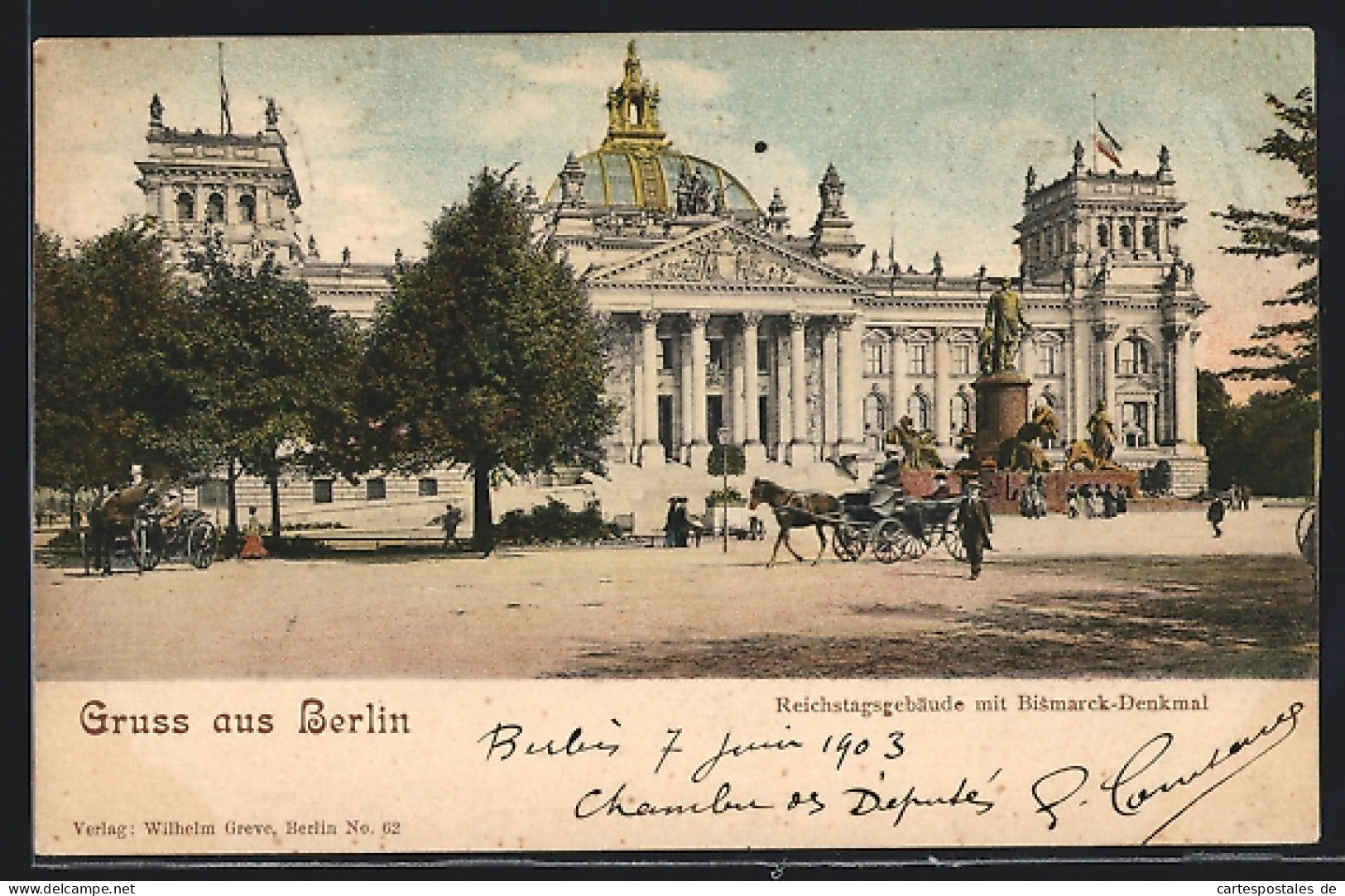 AK Berlin, Reichstagsgebäude Mit Bismarck-Denkmal  - Dierentuin