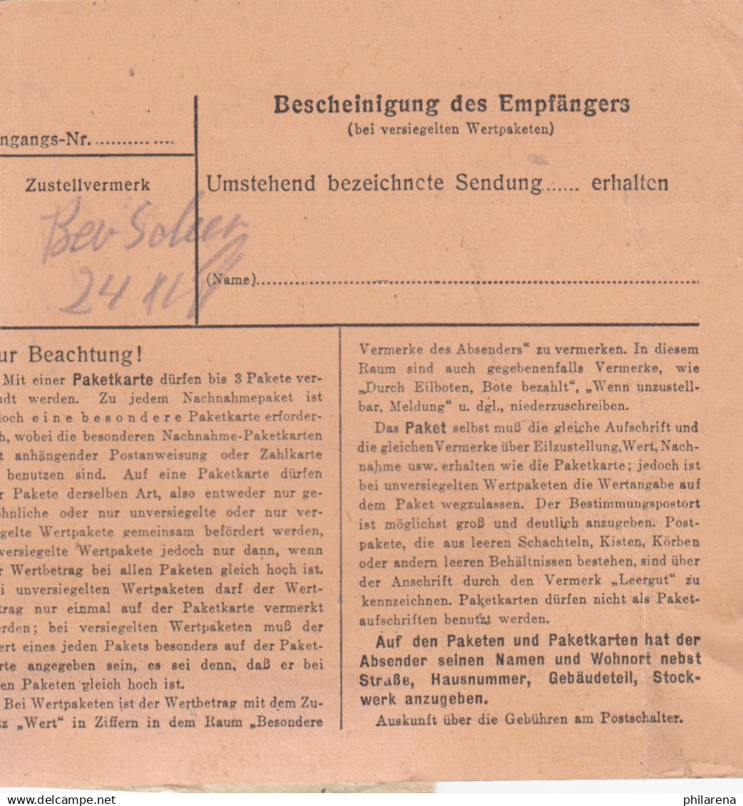 BiZone Paketkarte 1948: Mering Nach Berchtesgaden, Versehrten-Heim - Covers & Documents