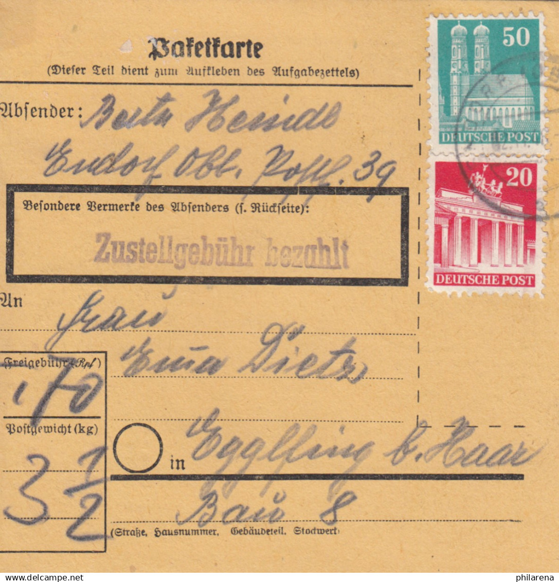 BiZone Paketkarte: Endorf Nach Eglfing B. Haar - Lettres & Documents