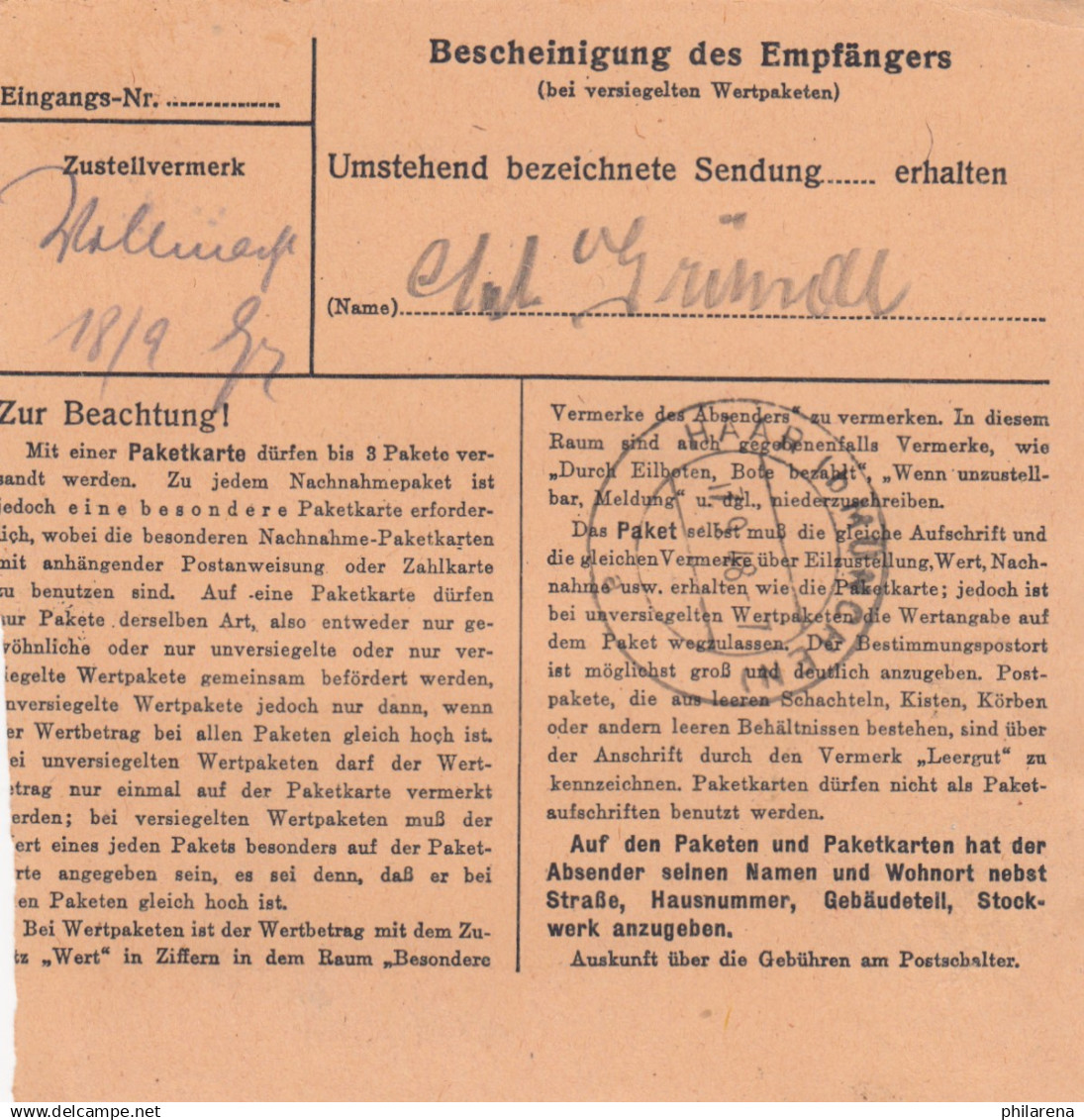 BiZone Paketkarte 1948: Pöcking Nach Starnberg, Oberpflegerin - Covers & Documents