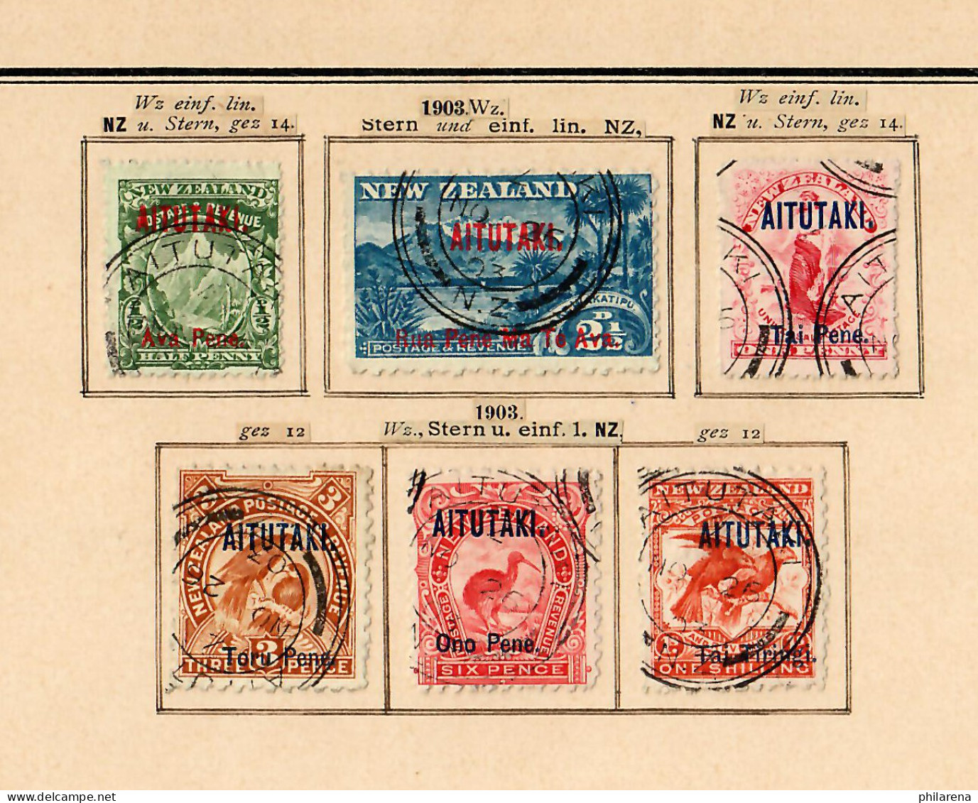 Aitutaki: First Stamps 1-6 Complete Cancelled - Cook Islands