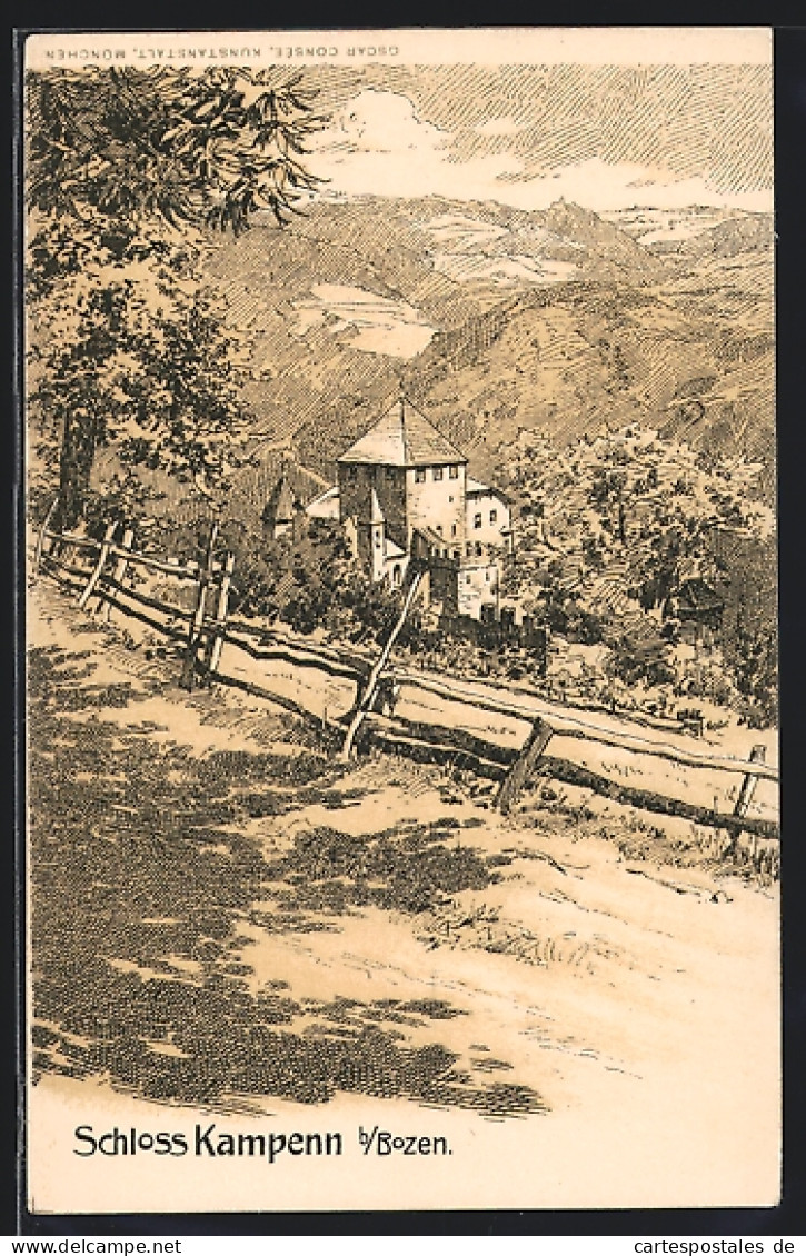 Lithographie Bozen, Blick Auf Das Schloss Kampen  - Bolzano (Bozen)