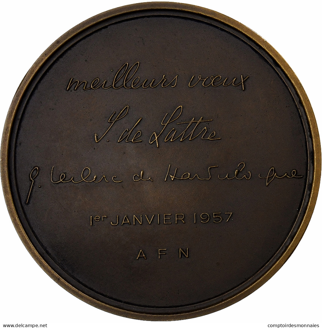 France, Médaille, Jean De Lattre, A.F.N, 1957, Bronze, Corbin, SPL - Autres & Non Classés