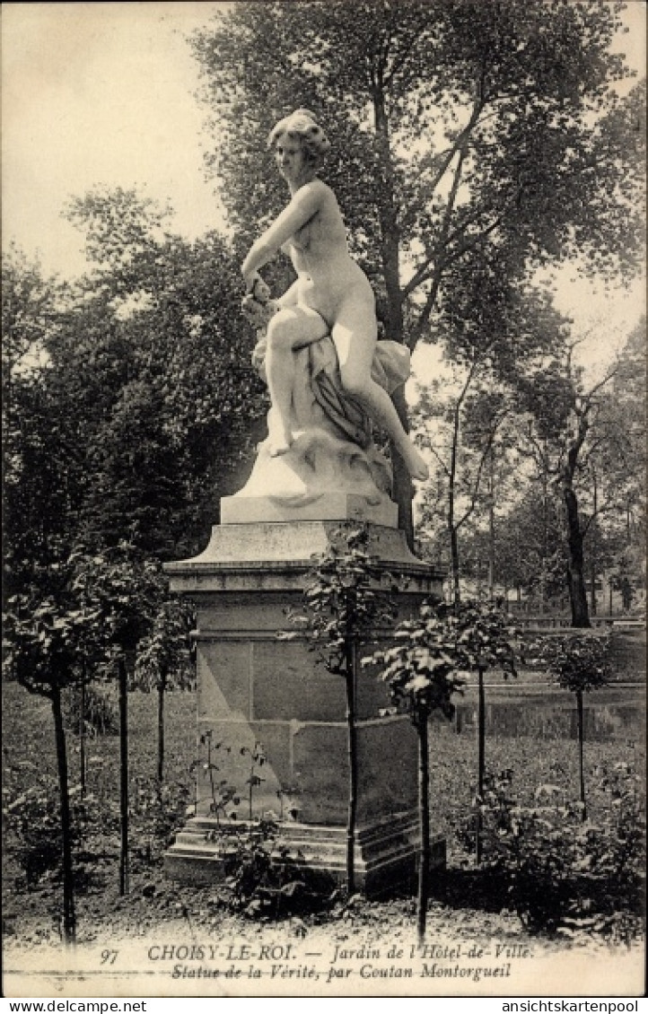 CPA Choisy Le Roi Val De Marne, Garten Des Hotel-de-Ville, Statue Der Wahrheit - Sonstige & Ohne Zuordnung