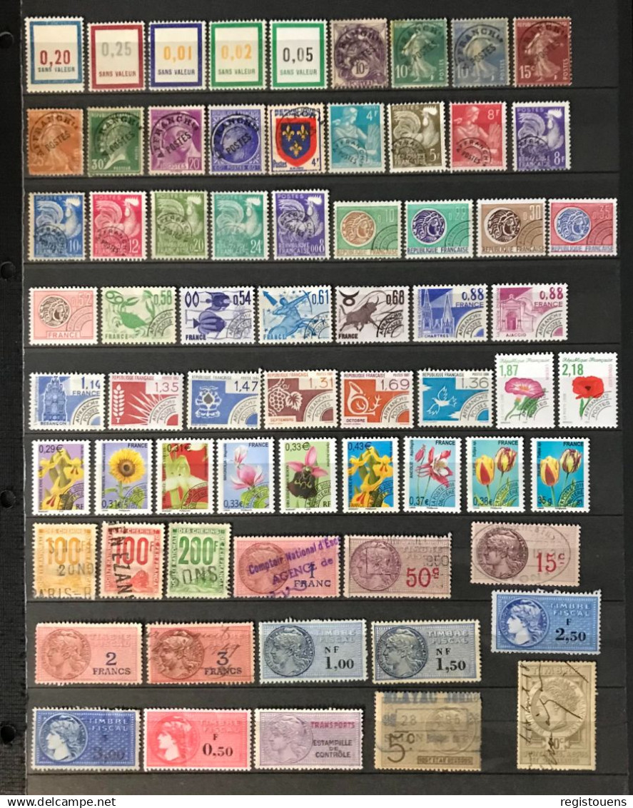 Lot De 72 Timbres Divers France ( Fictifs, Préoblitérés, Colis Postaux Et Fiscaux ) - Andere & Zonder Classificatie