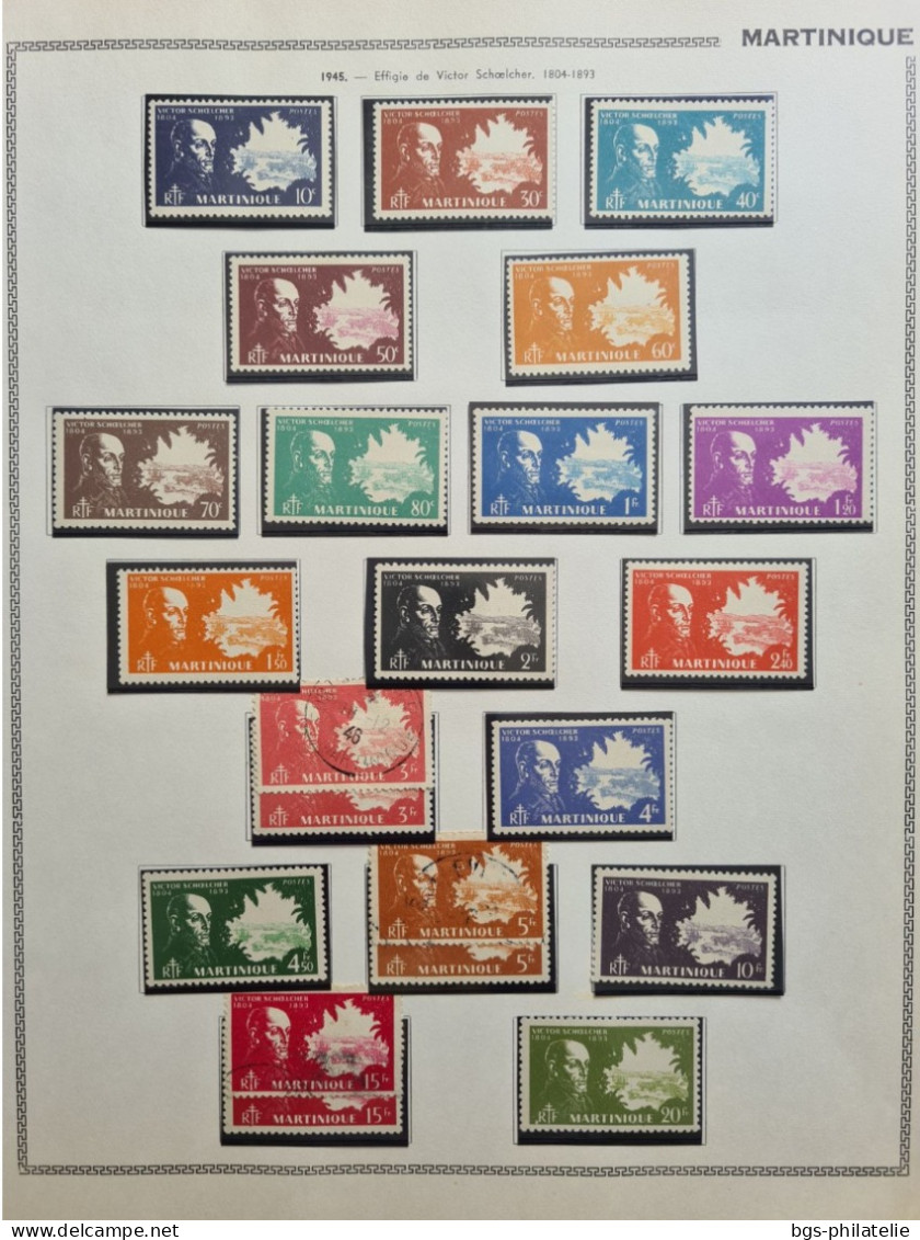 Collection de timbres de la Martinique neufs *(avec charnières) et quelques oblitérés.