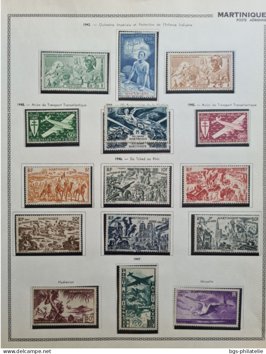 Collection de timbres de la Martinique neufs *(avec charnières) et quelques oblitérés.