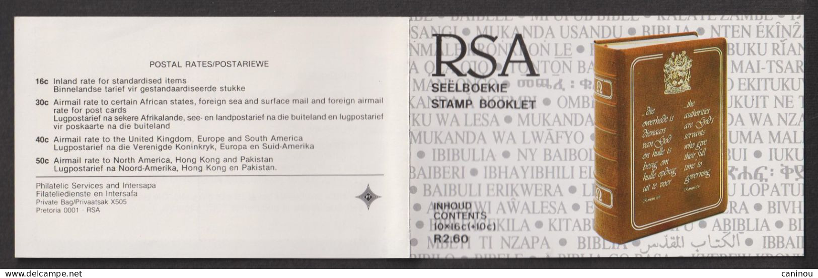 AFRIQUE DU SUD   Y & T CARNET BIBLE SURCHARGE INONDATIONS NATAL 1987 NEUF - Postzegelboekjes