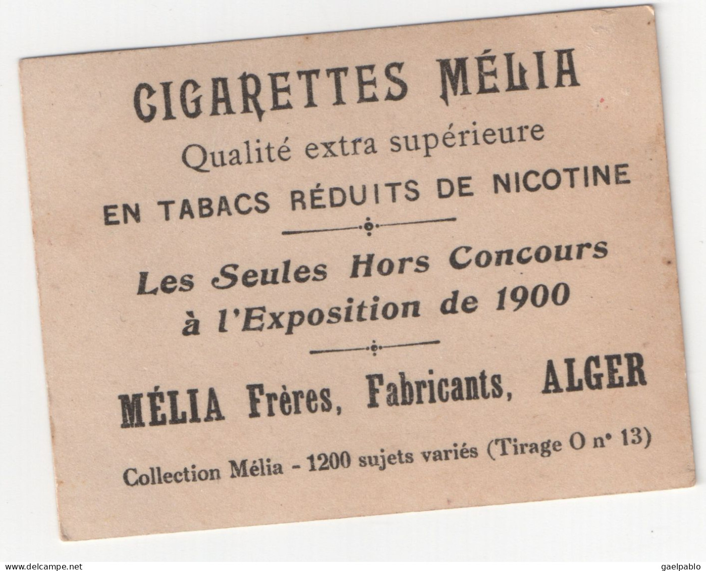 CIGARETTES MELIA - Anonyme, Bouquet De Fleurs - Tirage O N°13 - Melia