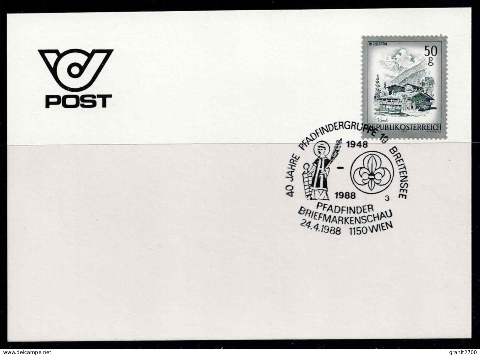 Sonderstempel 40 Jahre Pfadfindergruppe 19  Breitensee -  1150 Wien Vom 24.4.1988 - Lettres & Documents