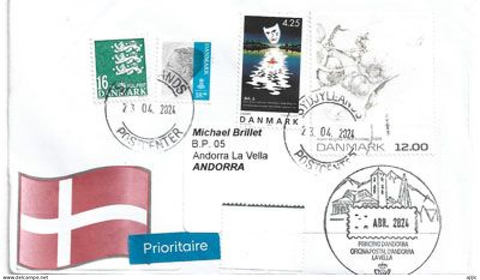 Lettre 2024 (festivals Fools), à Andorra, Avec Timbres à Date Arrivée Andorra - Covers & Documents