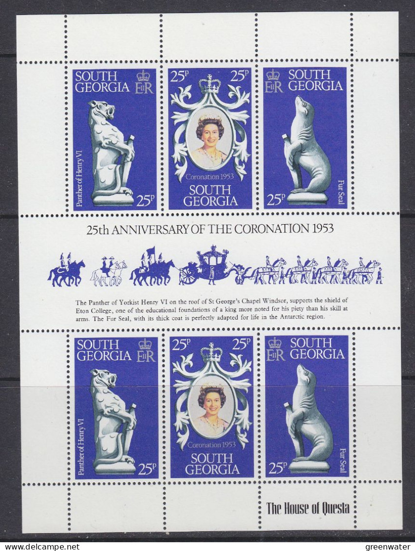 South Georgia 1978 25th. Ann. Of Coronation 2x3v In Sheetlet ** Mnh (59824) - Georgia Del Sud