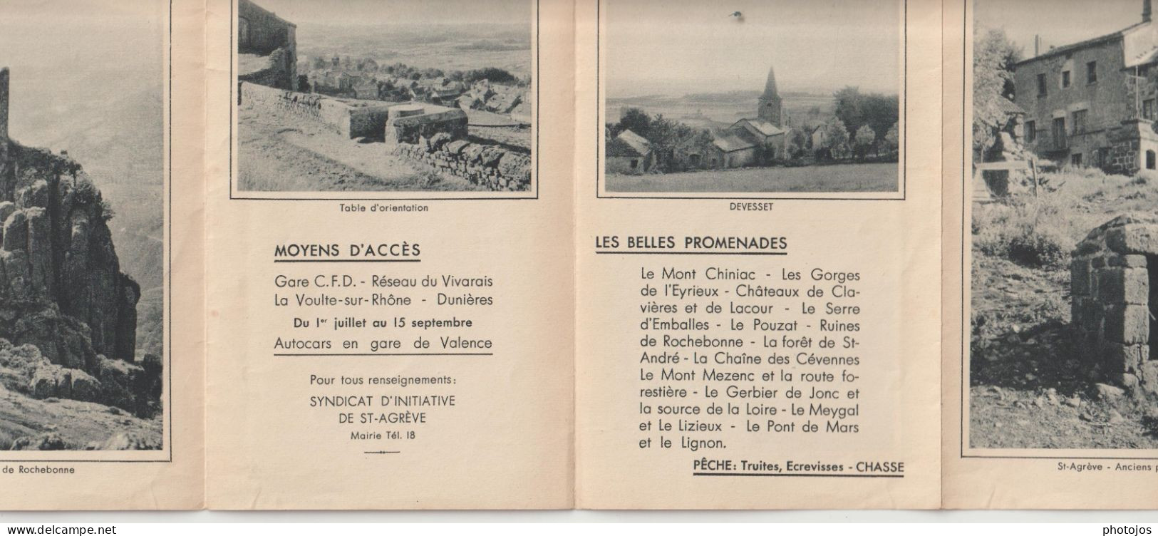 Dépliant Touristique Saint Agrève (07)  Et Vivarais Texte, Photos, Cartes 4 Volets Recto Verso  1950 Par SI - Dépliants Touristiques