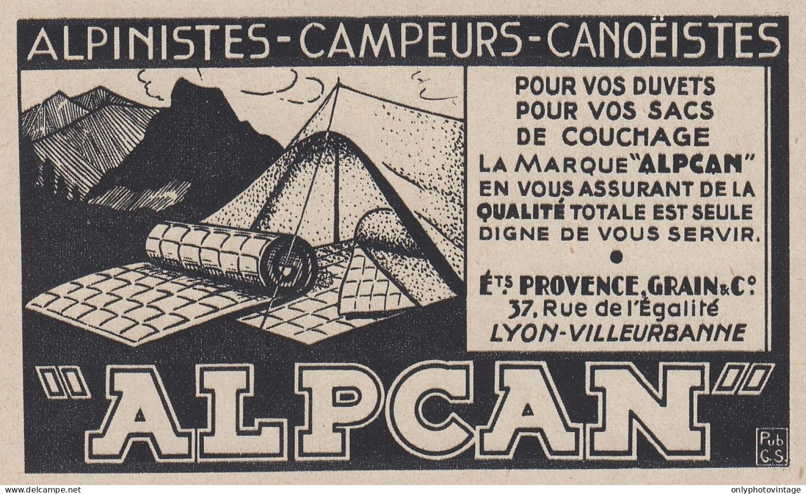 ALPCAN - Alpinistes - Campeurs - 1936 Vintage Advertising - Pubblicit�  - Reclame