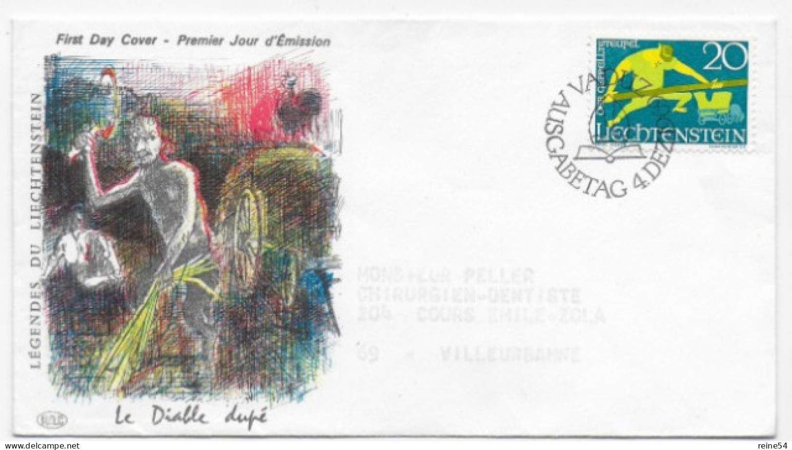 Enveloppe Premier Jour - Le Diable Dupé -Légende 1967 Liechtenstein -Ausgabetag  (circulé) - Used Stamps