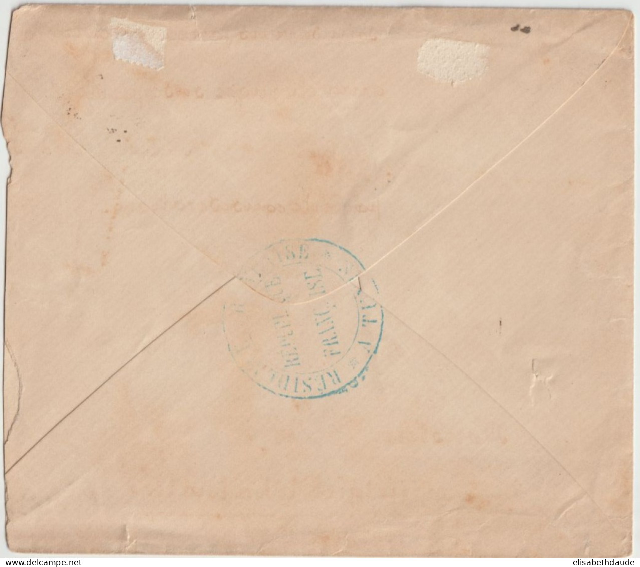 SAGE UTILISATION EN TUNISIE ! - 1886 - ENVELOPPE RESIDENCE GENERALE De TUNIS => CRETEVILLE - 1876-1898 Sage (Type II)