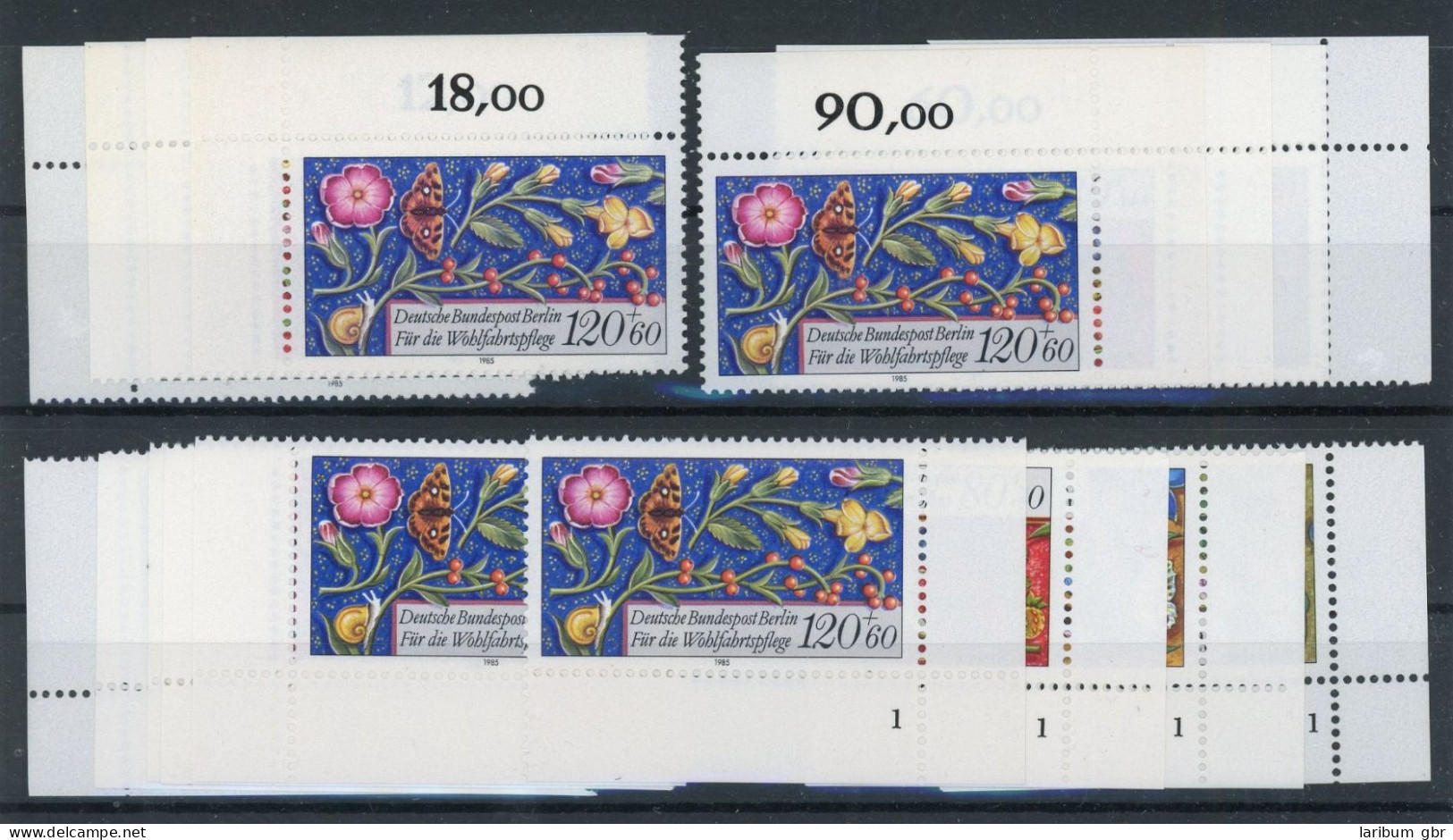 Berlin 744-47 Postfrisch Alle 4 Ecken, Form Nr. 1, Blumen #HK603 - Altri & Non Classificati