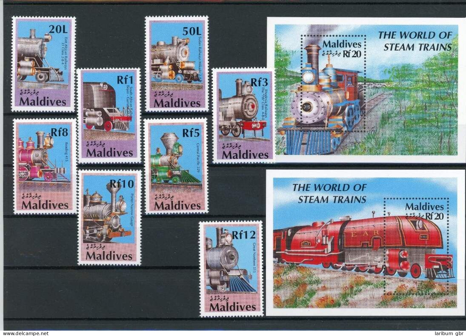 Malediven 1478-1485, Block 179-180 Postfrisch Eisenbahn #IX084 - Maldives (1965-...)